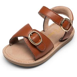 DREAM PAIRS Girls Sandals Fashion Sandal with Adjustable Straps Open-Toe Comfortable Summer Shoes for Toddler Little Kid(Brown)