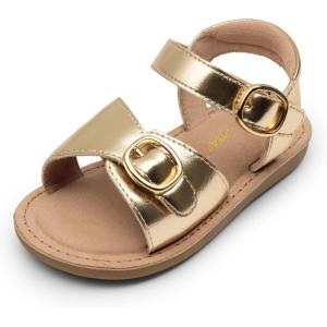 DREAM PAIRS Girls Sandals Fashion Sandal with Adjustable Straps Open-Toe Comfortable Summer Shoes for Toddler Little Kid(Gold)