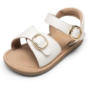 DREAM PAIRS Girls Sandals Fashion Sandal with Adjustable Straps Open-Toe Comfortable Summer Shoes for Toddler Little Kid(White)