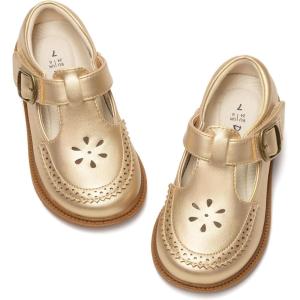 DREAM PAIRS Toddler Little Girl’s Mary Jane Dress Shoes – Ballet Flats for Girl School Uniform Shoes(Gold)