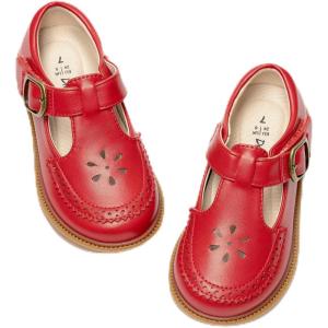 DREAM PAIRS Toddler Little Girl’s Mary Jane Dress Shoes – Ballet Flats for Girl School Uniform Shoes(Red)