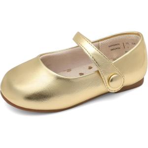 DREAM PAIRS Toddler Little Girls Mary Jane Dress Shoes Wedding Ballet Flats Round Toe Flower Girl Shoes(Gold)