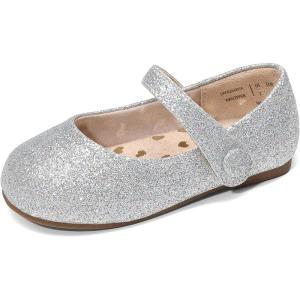 DREAM PAIRS Toddler Little Girls Mary Jane Dress Shoes Wedding Ballet Flats Round Toe Flower Girl Shoes(Silver)