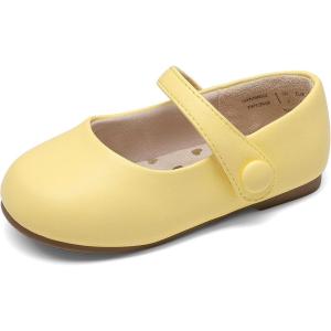 DREAM PAIRS Toddler Little Girls Mary Jane Dress Shoes Wedding Ballet Flats Round Toe Flower Girl Shoes(Yellow)