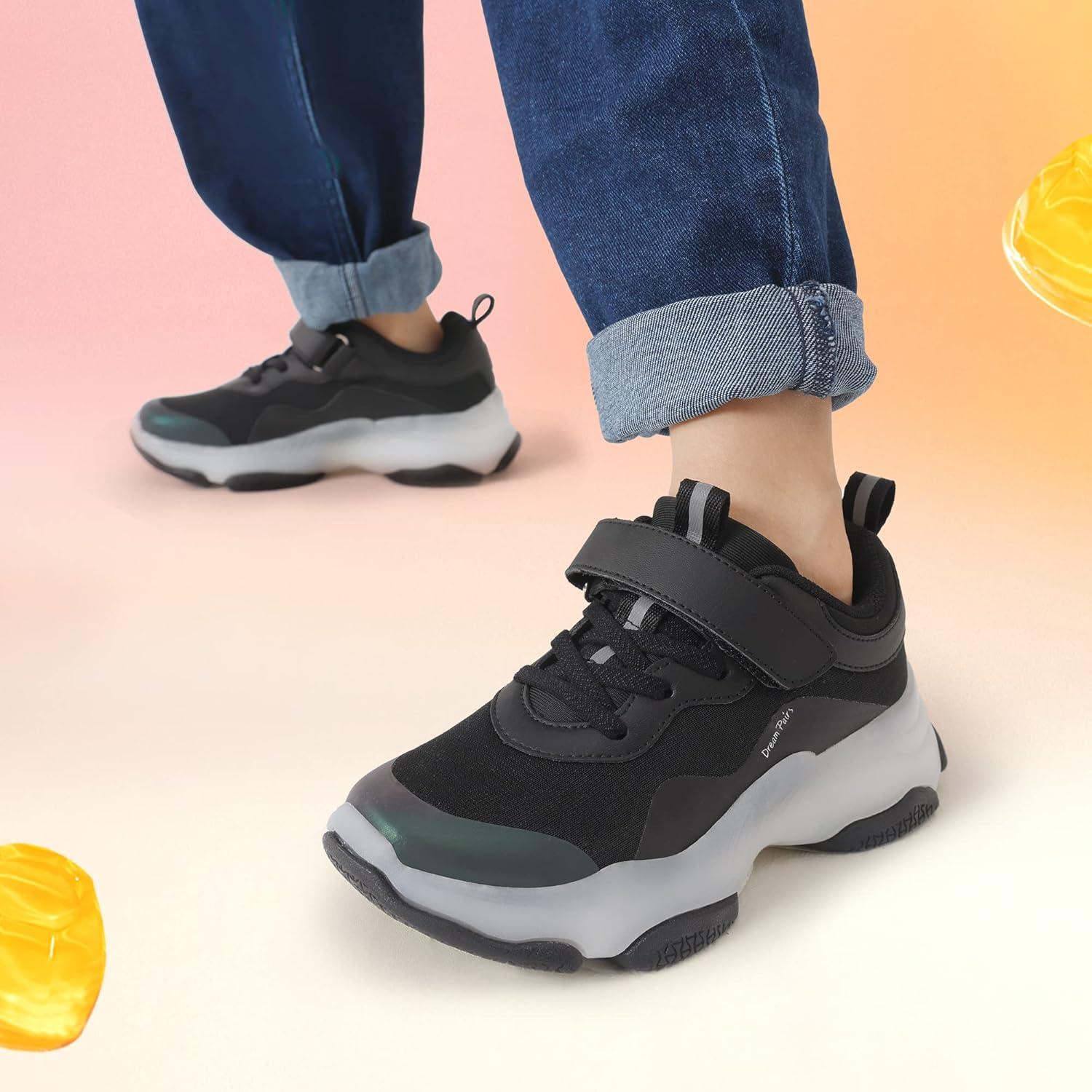 image:imageDREAM PAIRS Boys Girls Slipon Sneakers Lightweight Breathable Walking ShoesBlack