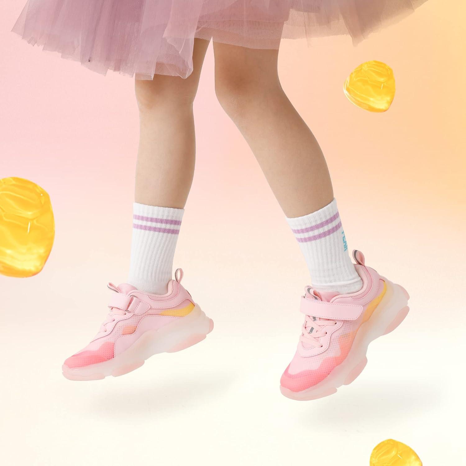 image:imageDREAM PAIRS Boys Girls Slipon Sneakers Lightweight Breathable Walking ShoesPinkYellow