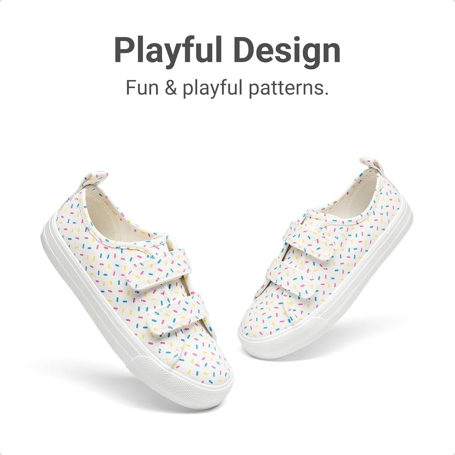 image:imageDREAM PAIRS Kid Toddler Sneakers Boys Girls Canvas with Cartoon Dual Hook and Loops for School WalkingBeigeMulti