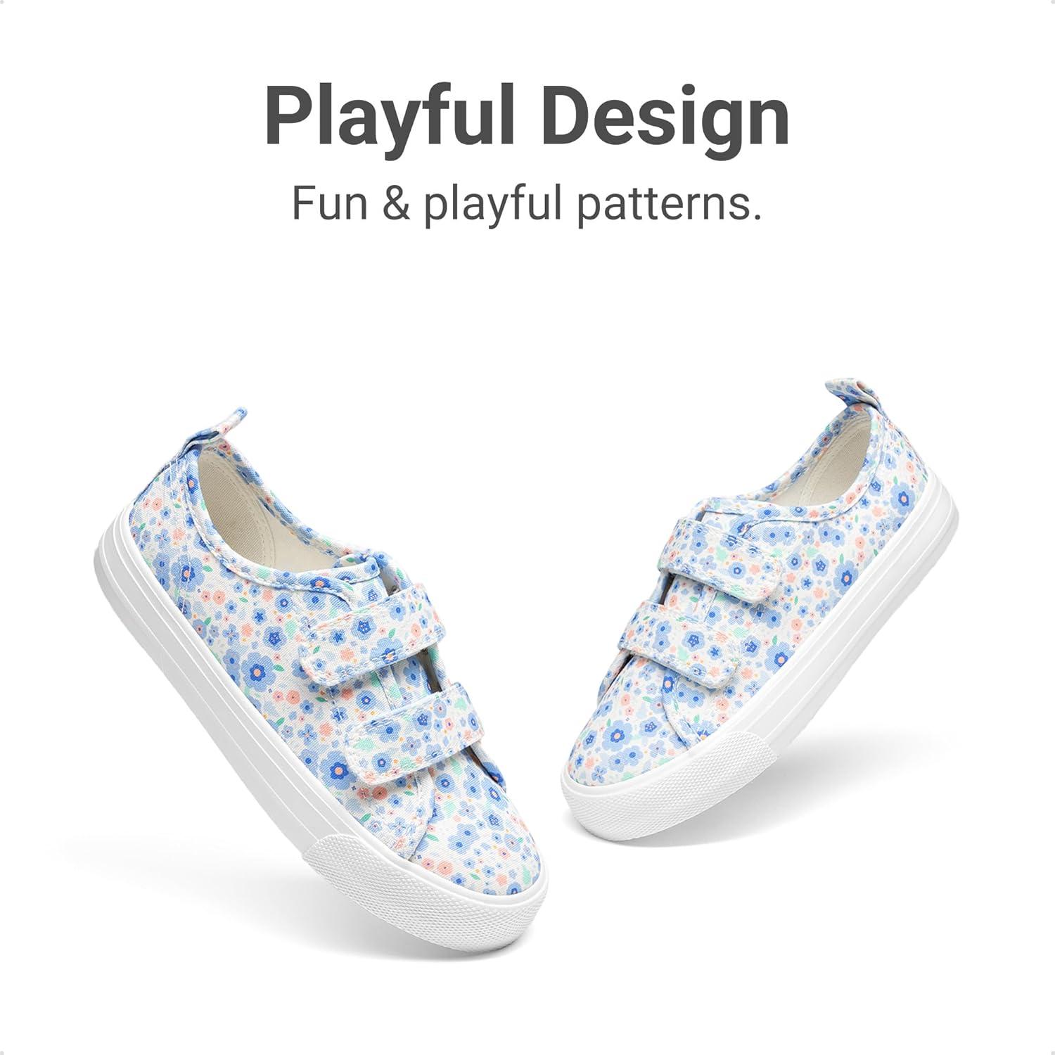 image:imageDREAM PAIRS Kid Toddler Sneakers Boys Girls Canvas with Cartoon Dual Hook and Loops for School WalkingLight BluePink