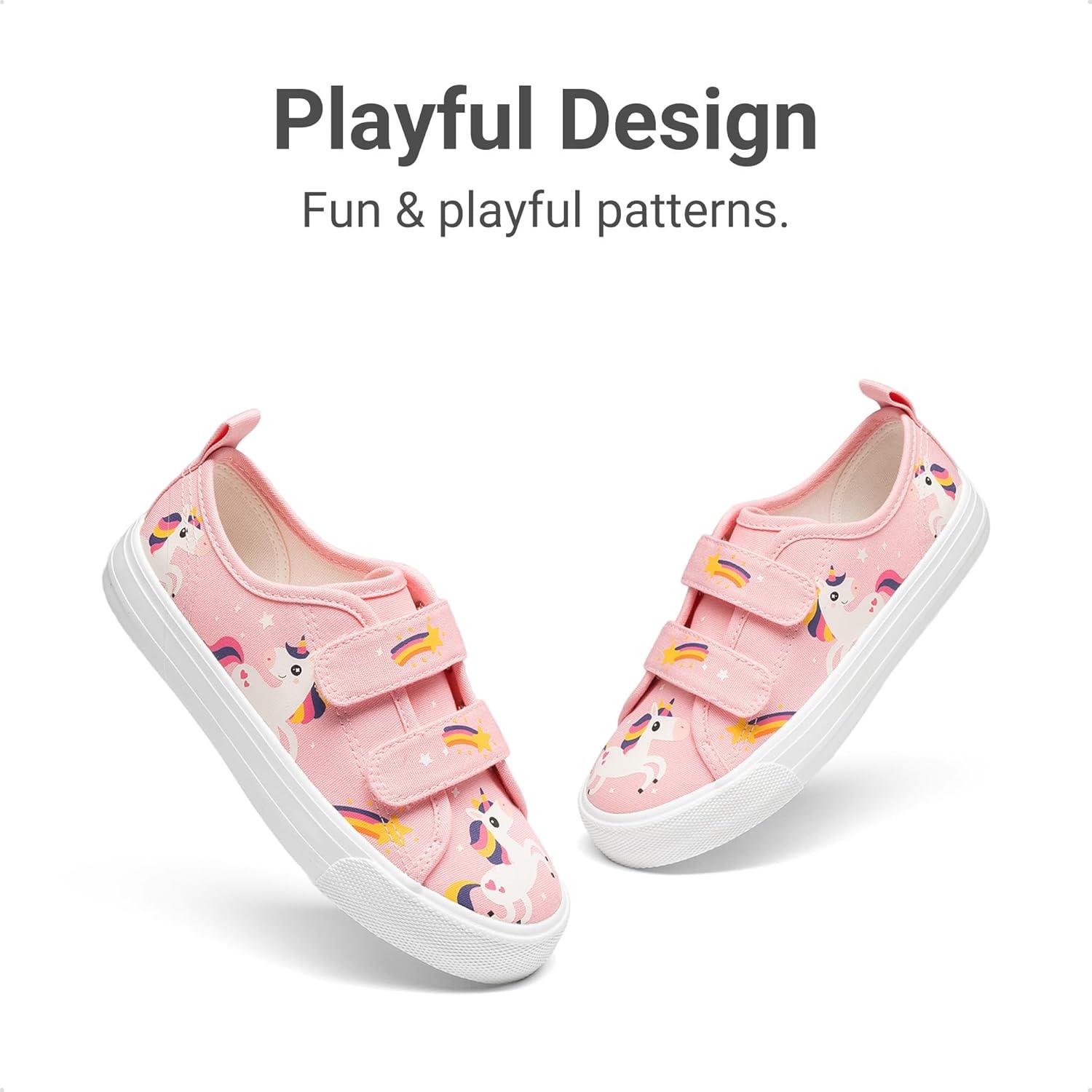 image:imageDREAM PAIRS Kid Toddler Sneakers Boys Girls Canvas with Cartoon Dual Hook and Loops for School WalkingPink