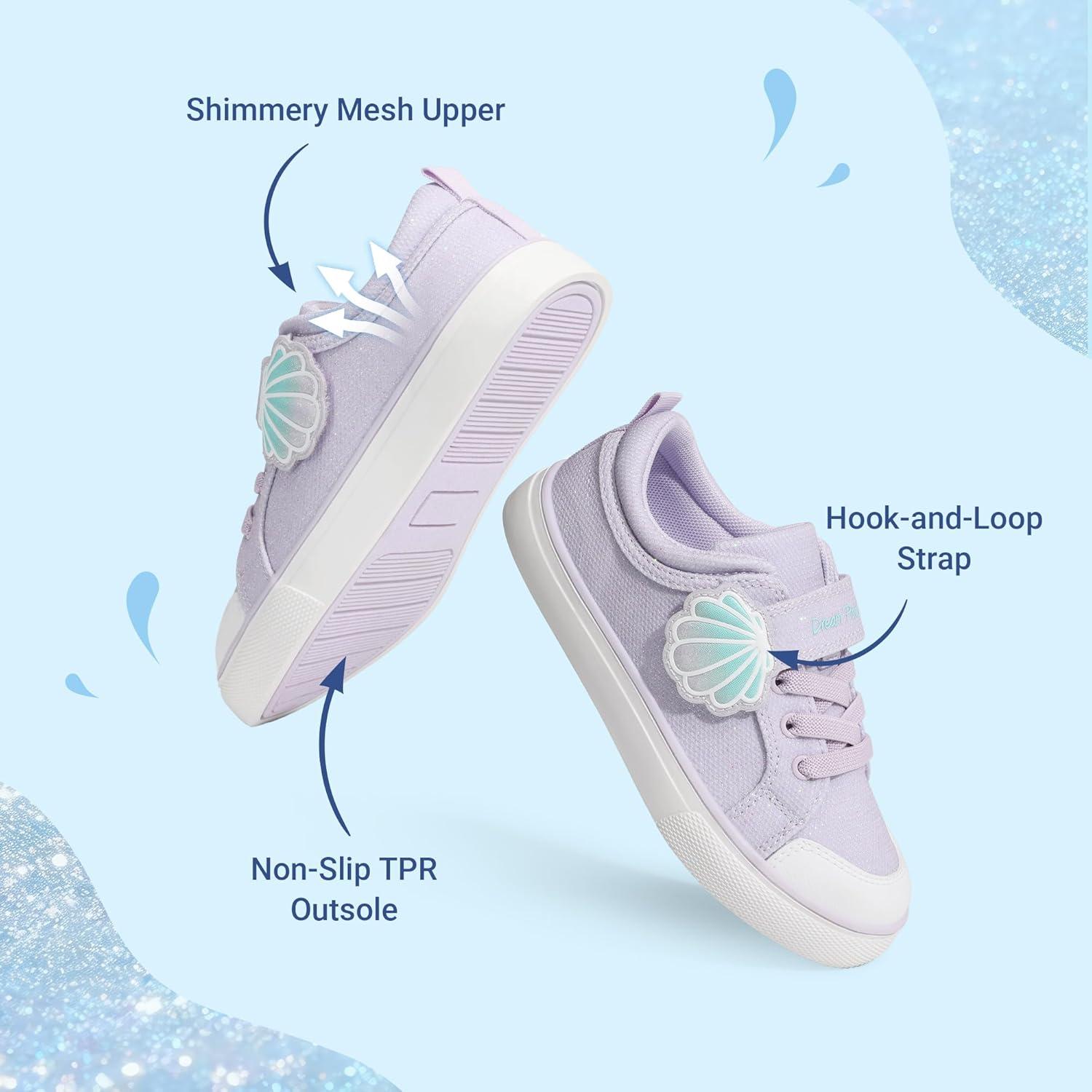 image:imageDREAM PAIRS Toddler Girls Sneakers Lightweight Comfortable Hook and Loop Casual Walking Cartoon Cute Little Kids ShoesPurple