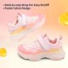 DREAM PAIRS Boys Girls Slip-on Sneakers Lightweight Breathable Walking Shoes(Pink/Yellow)