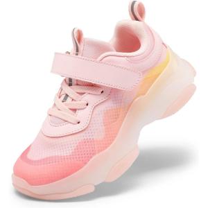 DREAM PAIRS Boys Girls Slip-on Sneakers Lightweight Breathable Walking Shoes(Pink/Yellow)