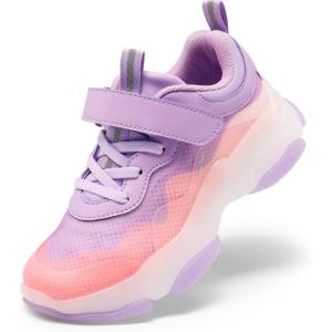 DREAM PAIRS Boys Girls Slip-on Sneakers Lightweight Breathable Walking Shoes(Purple/Pink)