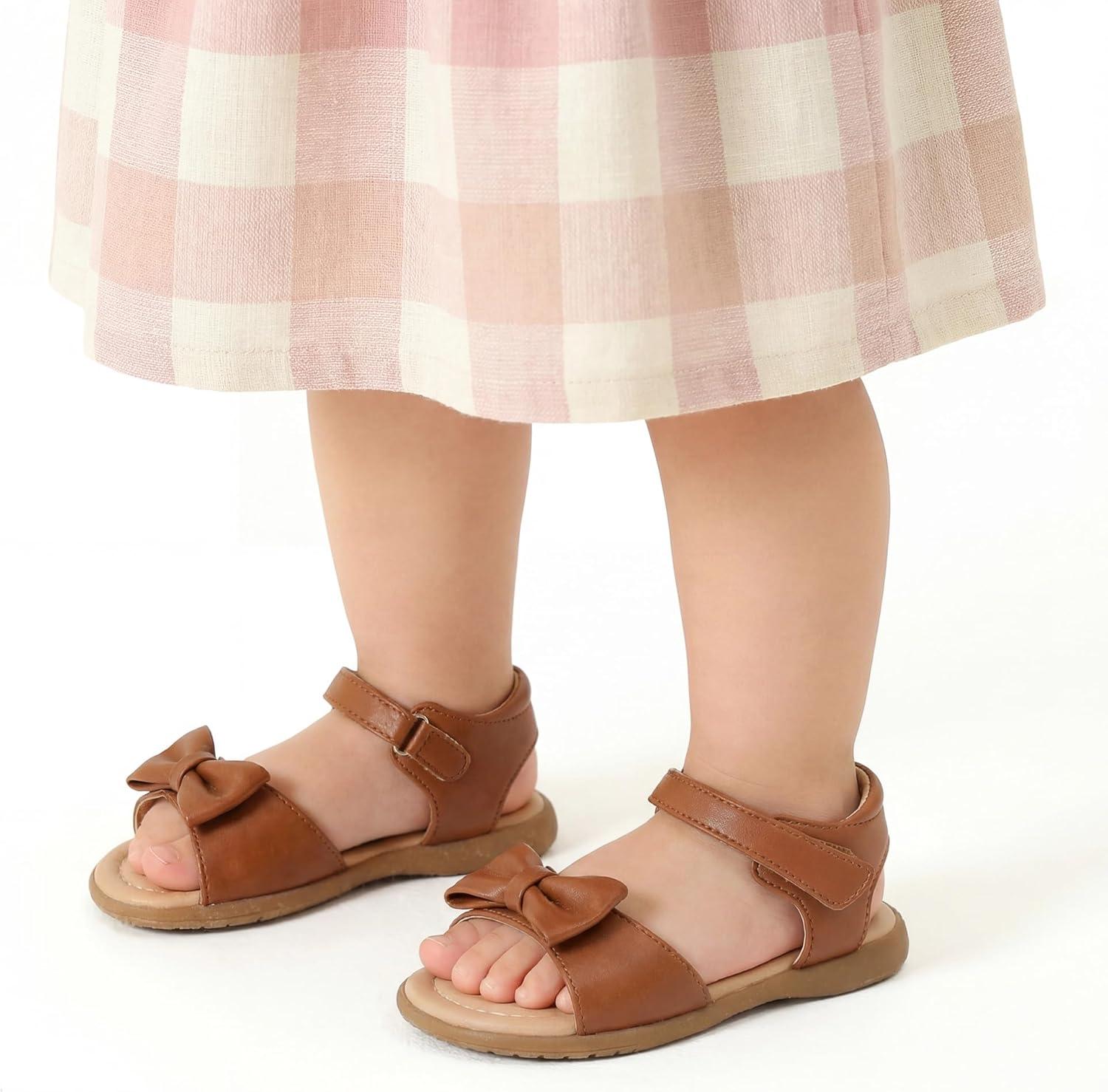 image:imageDREAM PAIRS Girls Sandals Fashion Bow Summer Shoes for ToddlerLittle KidBrown