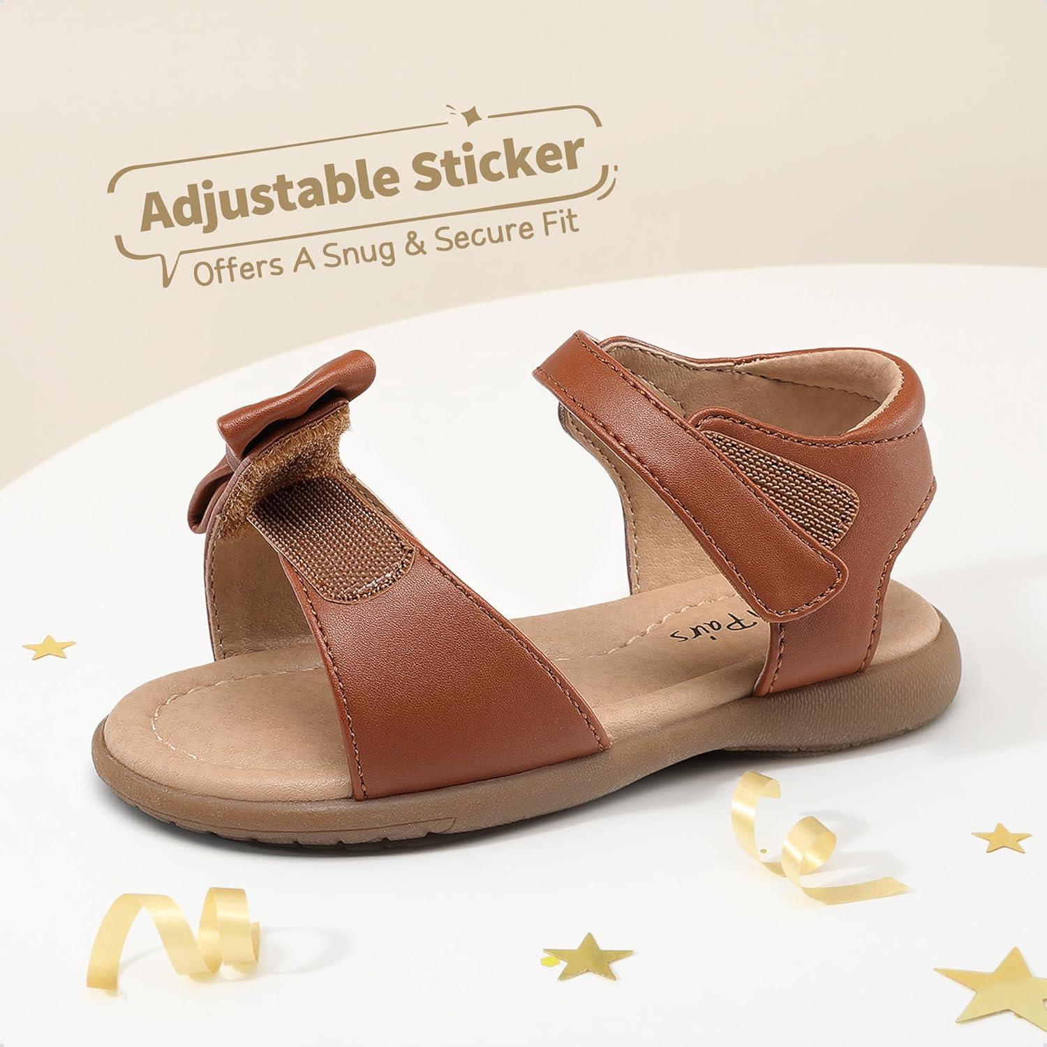 image:imageDREAM PAIRS Girls Sandals Fashion Bow Summer Shoes for ToddlerLittle KidBrown