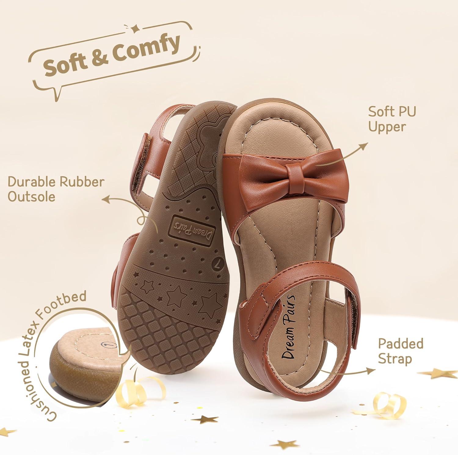 image:imageDREAM PAIRS Girls Sandals Fashion Bow Summer Shoes for ToddlerLittle KidBrown