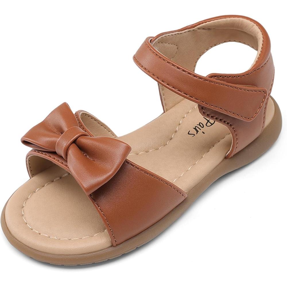 image:imageDREAM PAIRS Girls Sandals Fashion Bow Summer Shoes for ToddlerLittle KidBrown