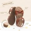 DREAM PAIRS Girls Sandals Fashion Bow Summer Shoes for Toddler/Little Kid(Brown)