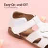 DREAM PAIRS Girls Toddler/Little Kid Closed-Toe Flower Summer Dress Sandals Shoes(All White)
