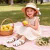 DREAM PAIRS Girls Toddler/Little Kid Closed-Toe Flower Summer Dress Sandals Shoes(All White)