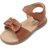 DREAM PAIRS Girls Sandals Fashion Bow Summer Shoes for Toddler/Little Kid(Brown)
