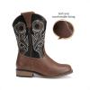 DREAM PAIRS Boys Cowboy Boots Kids Classic Western Boots Square Toe Girls Cowgirl Boots for Toddler/Little Kid/Big Kid(Black/Brown)