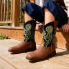 DREAM PAIRS Boys Cowboy Boots Kids Classic Western Boots Square Toe Girls Cowgirl Boots for Toddler/Little Kid/Big Kid(Black/Tan)