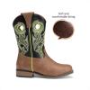 DREAM PAIRS Boys Cowboy Boots Kids Classic Western Boots Square Toe Girls Cowgirl Boots for Toddler/Little Kid/Big Kid(Black/Tan)