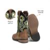 DREAM PAIRS Boys Cowboy Boots Kids Classic Western Boots Square Toe Girls Cowgirl Boots for Toddler/Little Kid/Big Kid(Black/Tan)