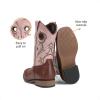 DREAM PAIRS Boys Cowboy Boots Kids Classic Western Boots Square Toe Girls Cowgirl Boots for Toddler/Little Kid/Big Kid(Pink)