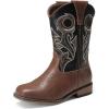 DREAM PAIRS Boys Cowboy Boots Kids Classic Western Boots Square Toe Girls Cowgirl Boots for Toddler/Little Kid/Big Kid(Black/Brown)