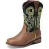 DREAM PAIRS Boys Cowboy Boots Kids Classic Western Boots Square Toe Girls Cowgirl Boots for Toddler/Little Kid/Big Kid(Black/Tan)