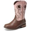 DREAM PAIRS Boys Cowboy Boots Kids Classic Western Boots Square Toe Girls Cowgirl Boots for Toddler/Little Kid/Big Kid(Pink)