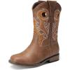 DREAM PAIRS Boys Cowboy Boots Kids Classic Western Boots Square Toe Girls Cowgirl Boots for Toddler/Little Kid/Big Kid(Tan)
