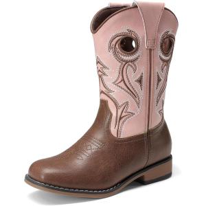DREAM PAIRS Boys Cowboy Boots Kids Classic Western Boots Square Toe Girls Cowgirl Boots for Toddler/Little Kid/Big Kid(Pink)