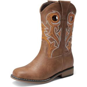 DREAM PAIRS Boys Cowboy Boots Kids Classic Western Boots Square Toe Girls Cowgirl Boots for Toddler/Little Kid/Big Kid(Tan)