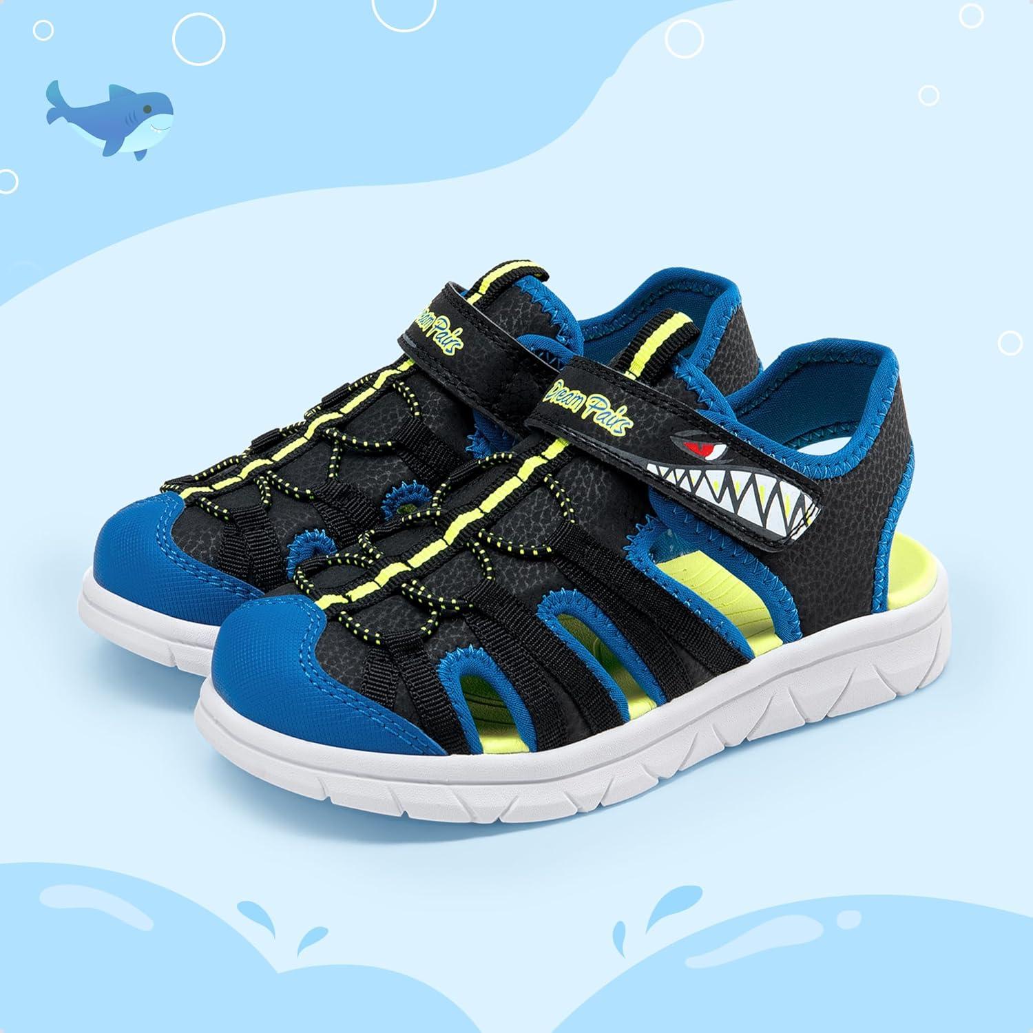 image:imageDREAM PAIRS Toddler Boys Girls Sport Sandals Cute Breathable Lightweight Outdoor Play Casual Closed Toe Hook and Loop for ToddlersLittleBig KidsBlack