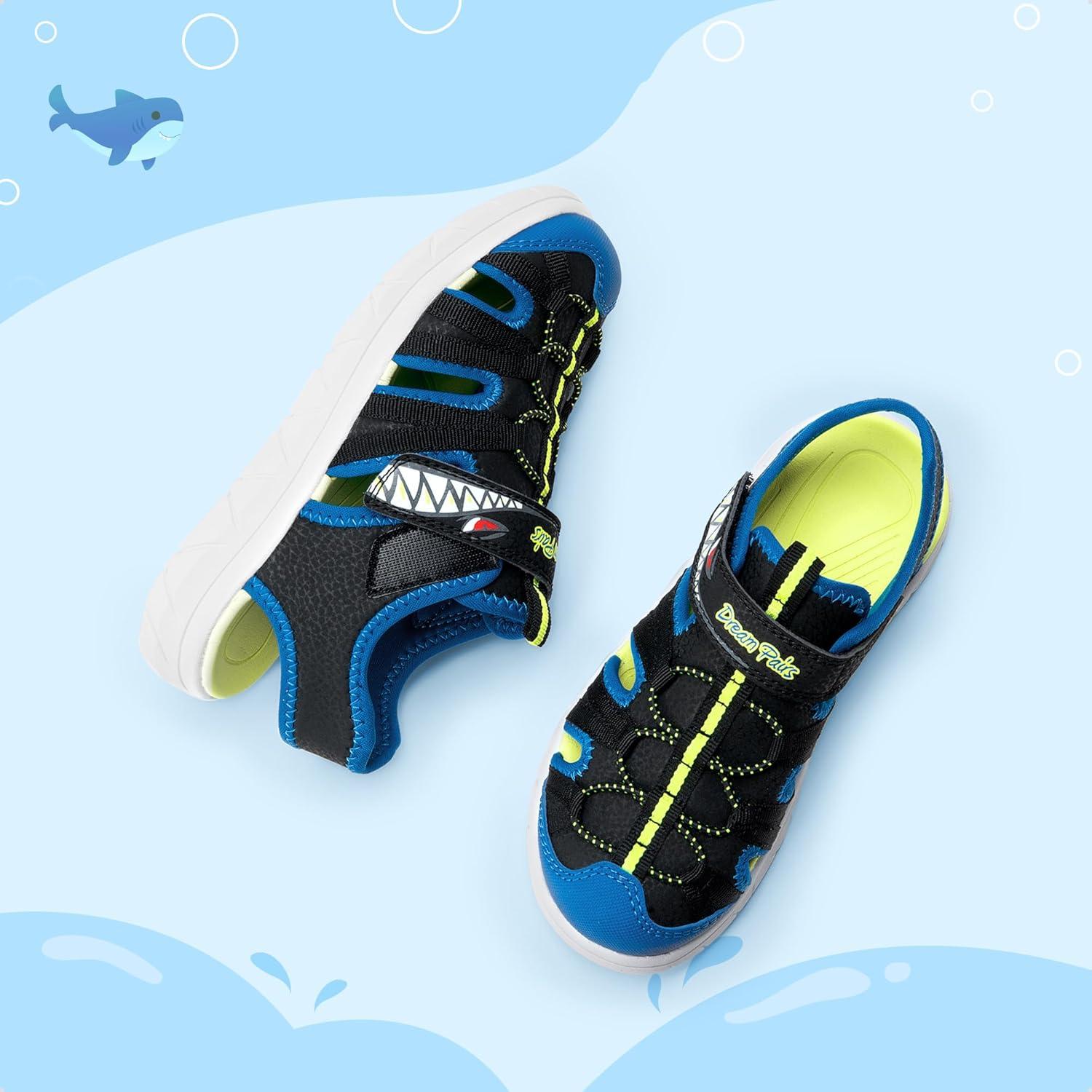 image:imageDREAM PAIRS Toddler Boys Girls Sport Sandals Cute Breathable Lightweight Outdoor Play Casual Closed Toe Hook and Loop for ToddlersLittleBig KidsBlack