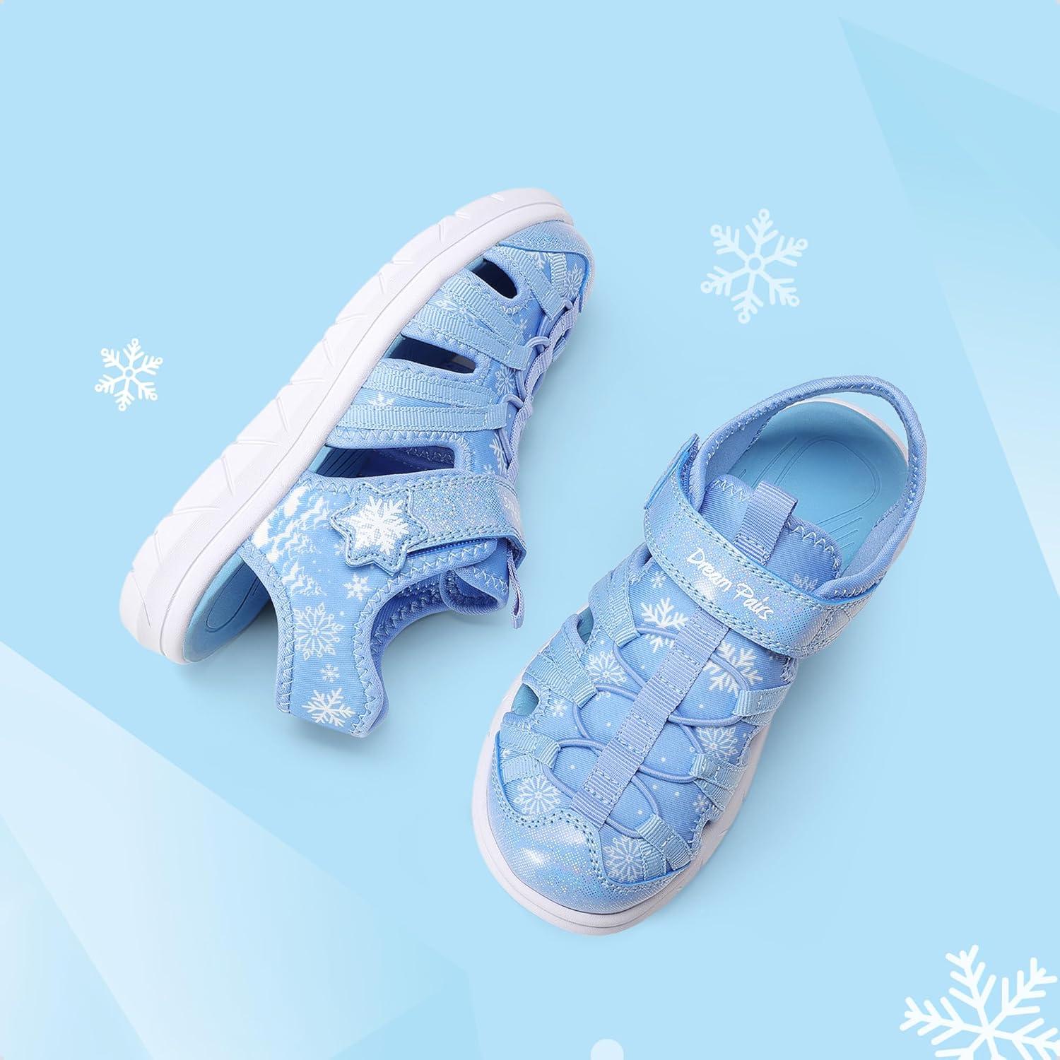 image:imageDREAM PAIRS Toddler Boys Girls Sport Sandals Cute Breathable Lightweight Outdoor Play Casual Closed Toe Hook and Loop for ToddlersLittleBig KidsLight Blue