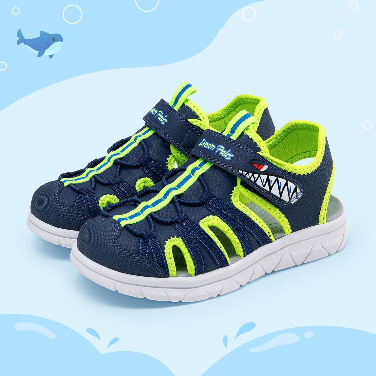 image:imageDREAM PAIRS Toddler Boys Girls Sport Sandals Cute Breathable Lightweight Outdoor Play Casual Closed Toe Hook and Loop for ToddlersLittleBig KidsNavy