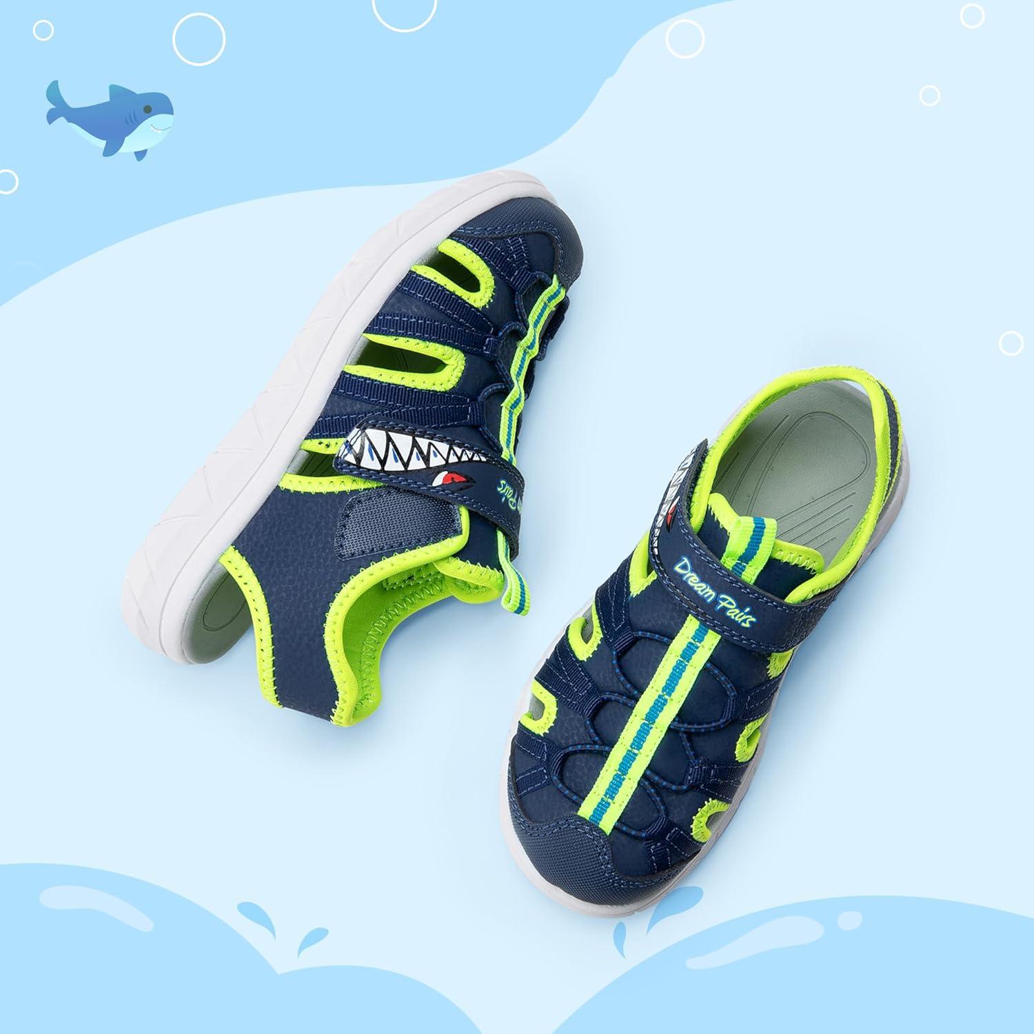 image:imageDREAM PAIRS Toddler Boys Girls Sport Sandals Cute Breathable Lightweight Outdoor Play Casual Closed Toe Hook and Loop for ToddlersLittleBig KidsNavy