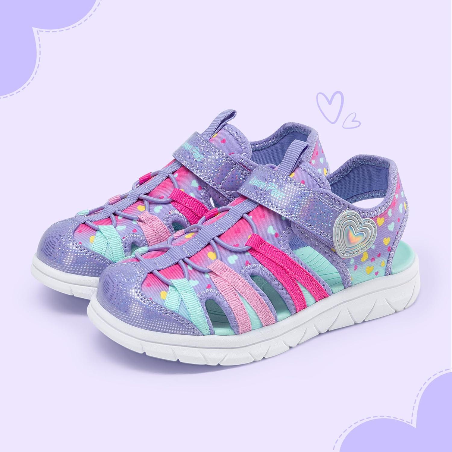 image:imageDREAM PAIRS Toddler Boys Girls Sport Sandals Cute Breathable Lightweight Outdoor Play Casual Closed Toe Hook and Loop for ToddlersLittleBig KidsPurple