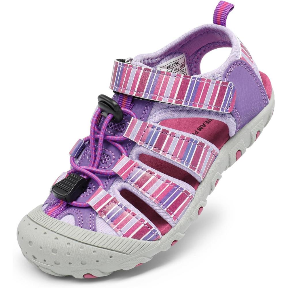 image:imageDREAM PAIRS Boys Girls ClosedToe Outdoor Summer Sport Sandals for ToddlerLittleBig KidPurpleLightPurple