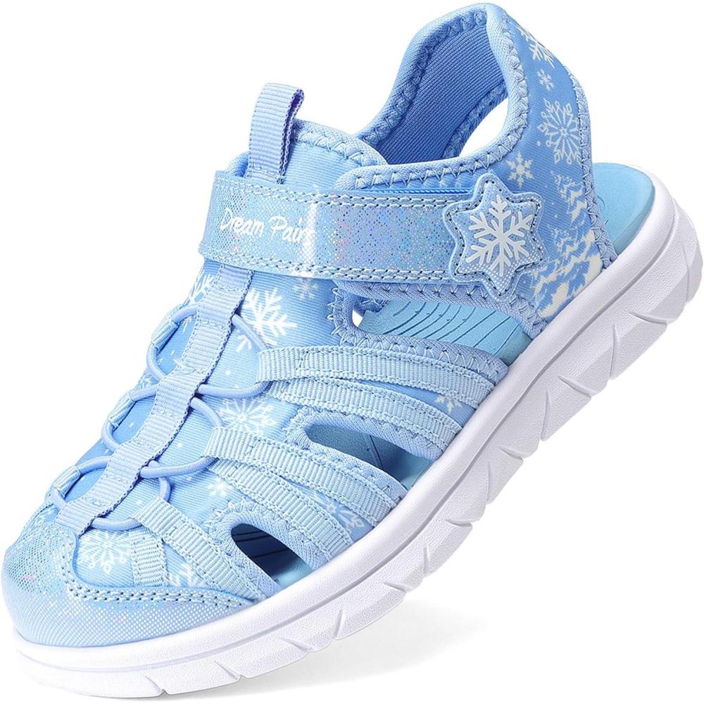 image:imageDREAM PAIRS Toddler Boys Girls Sport Sandals Cute Breathable Lightweight Outdoor Play Casual Closed Toe Hook and Loop for ToddlersLittleBig KidsLight Blue