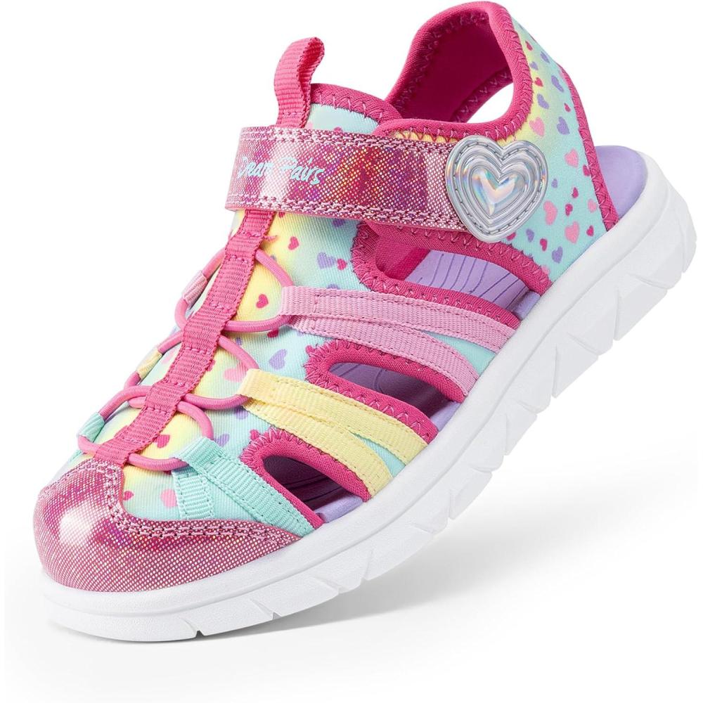 image:imageDREAM PAIRS Toddler Boys Girls Sport Sandals Cute Breathable Lightweight Outdoor Play Casual Closed Toe Hook and Loop for ToddlersLittleBig KidsPink