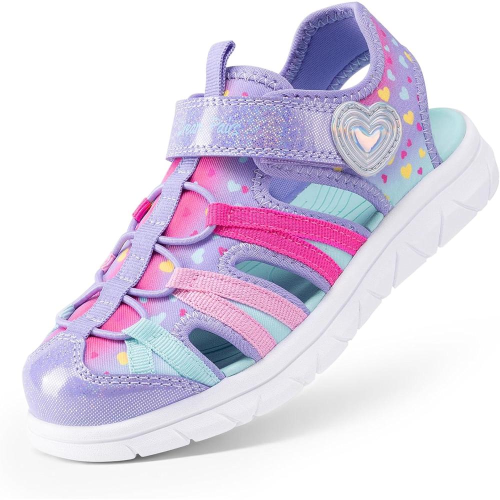 image:imageDREAM PAIRS Toddler Boys Girls Sport Sandals Cute Breathable Lightweight Outdoor Play Casual Closed Toe Hook and Loop for ToddlersLittleBig KidsPurple