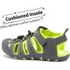 DREAM PAIRS Boys Girls Closed-Toe Outdoor Summer Sport Sandals for Toddler/Little/Big Kid(Grey/Green)