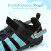 DREAM PAIRS Boys Girls Outdoor Athletic Sport Sandals Summer Hiking Beach Casual Closed Toe Rainbow Multicolor for Toddler/Little/Big Kids(Black/Blue)
