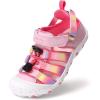 DREAM PAIRS Boys Girls Outdoor Athletic Sport Sandals Summer Hiking Beach Casual Closed Toe Rainbow Multicolor for Toddler/Little/Big Kids(Pink/Rainbow)