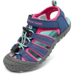 DREAM PAIRS Boys Girls Closed-Toe Outdoor Summer Sport Sandals for Toddler/Little/Big Kid(Blue/Fuchsia/Mint)